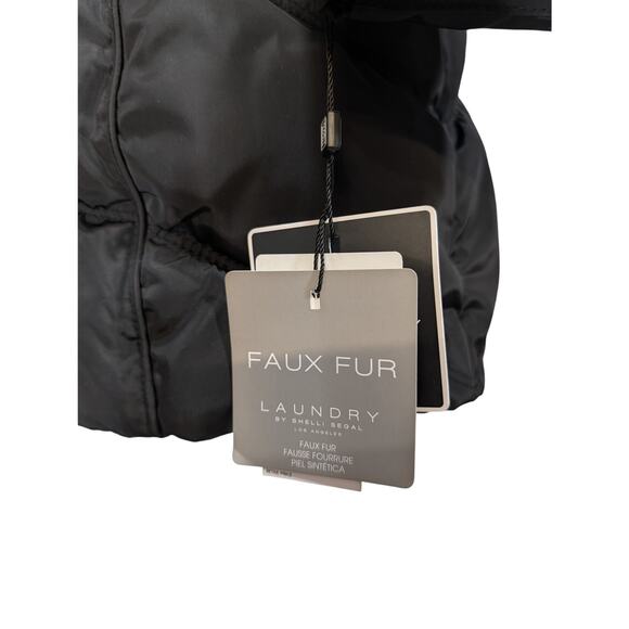 Laundry by Shelli Segal Black Faux Fur Trim Puffer Coat XS NWT - Picture 9 of 12